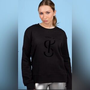 PS of Sweden Black Crewneck Big  Velvet Logo Sweatshirt Oversized XS fit Medium